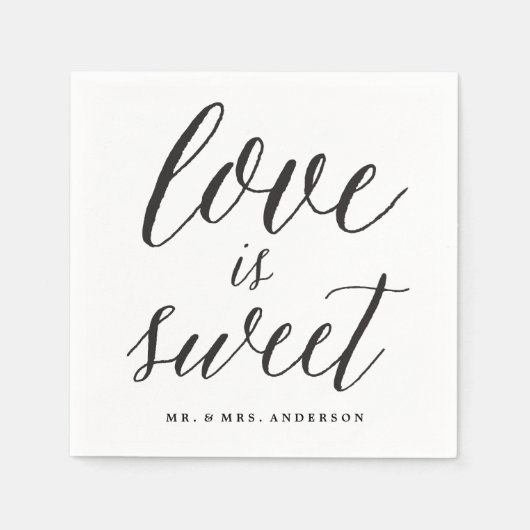 Liefde is lief script moderne kalligrafie bruiloft servetten (Voorkant)