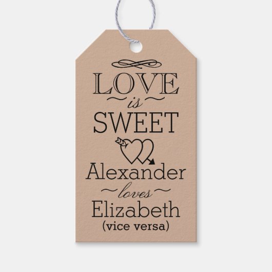 Liefde is lief vintage bruiloft gast gunst cadeaulabel (Voorkant)