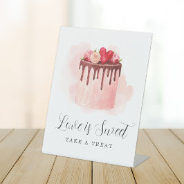 Liefde is lief Vrijgezellenfeest Neem een traktati Reclamebord Met Voetstuk