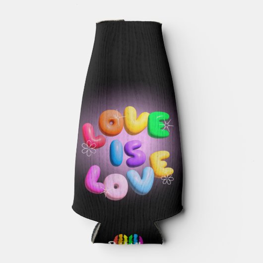 Liefde is Liefde 3D Rainbow Pride Bottle Cooler (Voorkant)