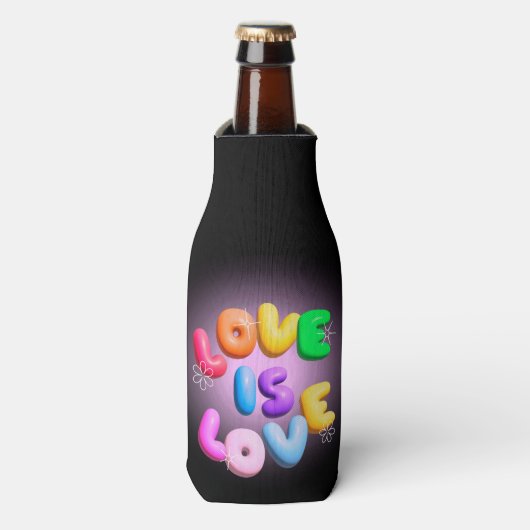 Liefde is Liefde 3D Rainbow Pride Bottle Cooler (Fles Voorkant)