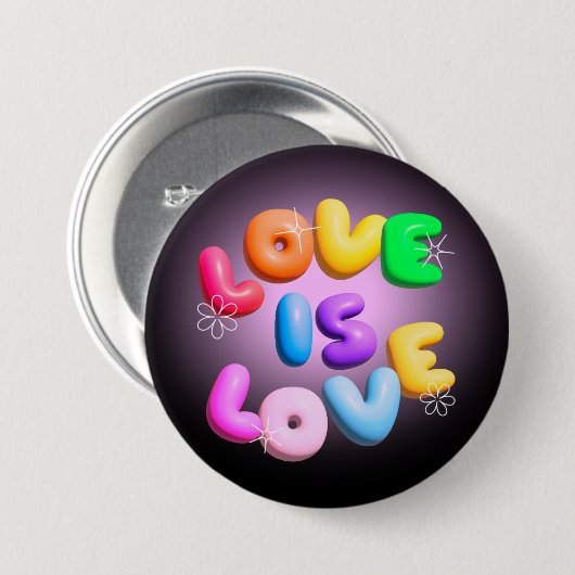 Liefde is liefde 3D Rainbow Pride Button (Voorkant /achterkant)