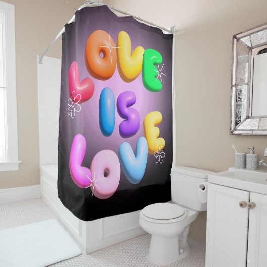 Liefde is Liefde 3D Rainbow Pride Douchegordijn (In situ)