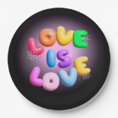 Liefde is Liefde: 3D Rainbow Pride Paper Borden Papieren Bordje (Voorkant)