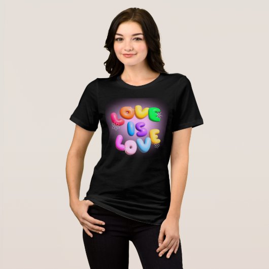 Liefde is Liefde 3D Rainbow Pride T-shirt (Voorkant volledig)