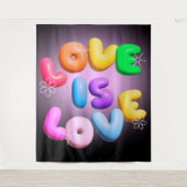 Liefde is Liefde 3D Rainbow Pride Tapestry Wandkleed (Voorkant)