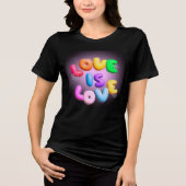 Liefde Is Liefde 3D Regenboog Pride T-shirt (Voorkant)