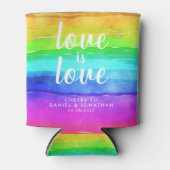 "Liefde is Liefde" Aquarel Pride Regenboog Blikjeskoeler (Voorkant)