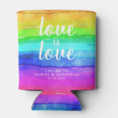"Liefde is Liefde" Aquarel Pride Regenboog Blikjeskoeler (Achterkant)