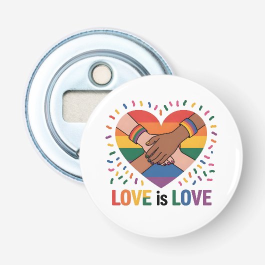 Liefde is liefde button flesopener (Voorkant)