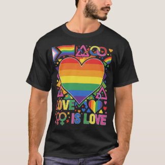 Liefde is liefde Gay en trans Pride Rainbow Heart T-shirt