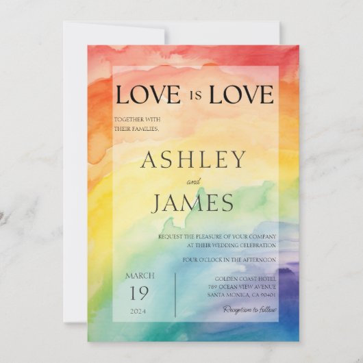 Liefde is Liefde Gay Lesbisch LGBTQ Bruiloft Regen Kaart (Voorkant)