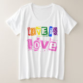 Liefde is Liefde Gay Pride Gelijkheid Ondersteunin Grote Maat T-shirt (Design voorkant)