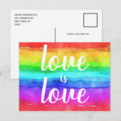 Liefde is liefde Gay Pride Rainbow Waterverf Briefkaart (Voorkant / Achterkant)