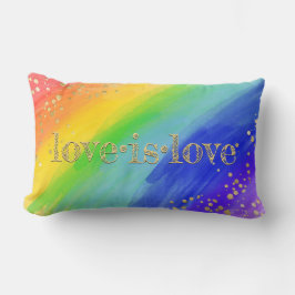 Liefde is Liefde Goud Typografie Waterverf Regenbo Kussen
