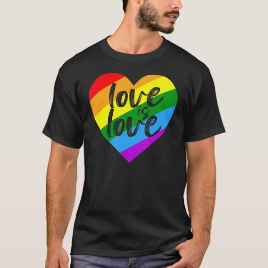 Liefde Is Liefde Hart Regenboog LGBT Gelijkheid Pr T-shirt (Voorkant)