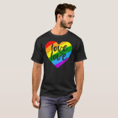 Liefde Is Liefde Hart Regenboog LGBT Gelijkheid Pr T-shirt (Voorkant volledig)