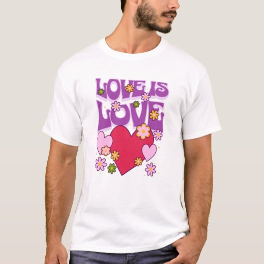 Liefde is Liefde Hippie Retro T-shirt (Voorkant)