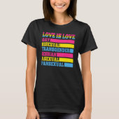 Liefde is liefde homoseksueel biseksueel transgend t-shirt (Voorkant)