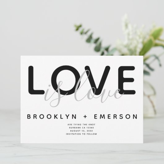 Liefde is Liefde Huwelijk Save The Date (Staand voorkant)