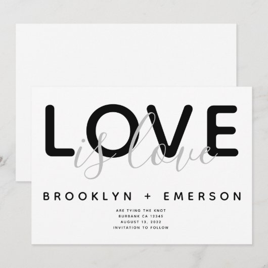 Liefde is Liefde Huwelijk Save The Date (Voorkant / Achterkant)