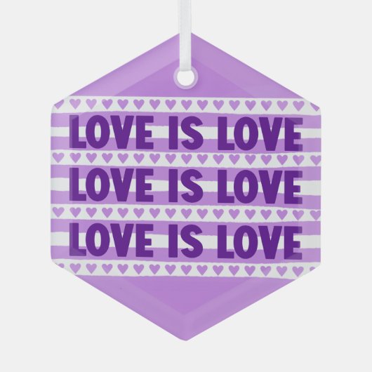 Liefde is Liefde in het Paarse Glas Ornament (Voorkant)
