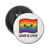 Liefde is liefde - Kawaii Rainbow Design Button Flesopener (Voorkant)