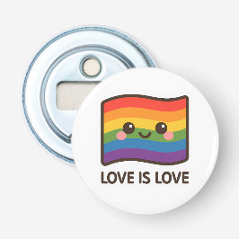 Liefde is liefde - Kawaii Rainbow Design Button Flesopener