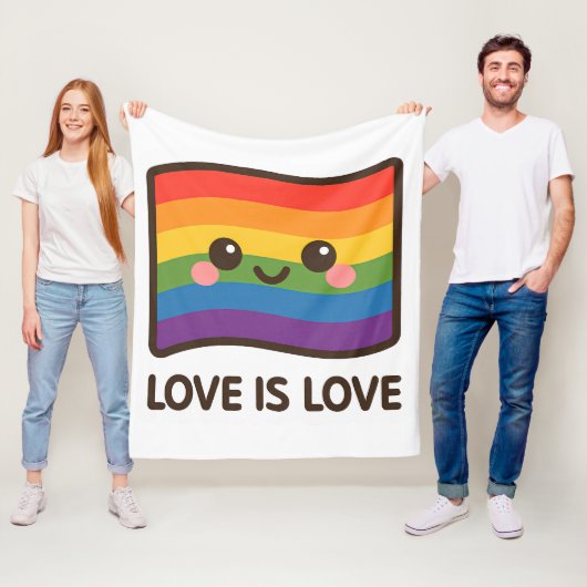 Liefde is liefde - Kawaii Rainbow Design Fleece Deken (In situ)