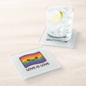 Liefde is liefde - Kawaii Rainbow Design Glazen Onderzetter (Schuin)