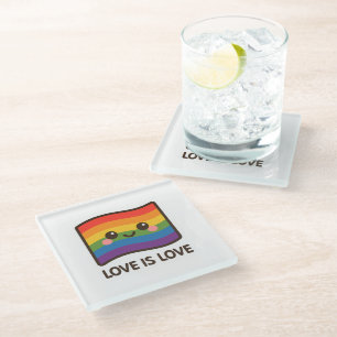 Liefde is liefde - Kawaii Rainbow Design Glazen Onderzetter
