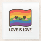 Liefde is liefde - Kawaii Rainbow Design Glazen Onderzetter (Voorkant)
