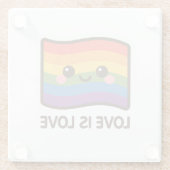 Liefde is liefde - Kawaii Rainbow Design Glazen Onderzetter (Achterkant)