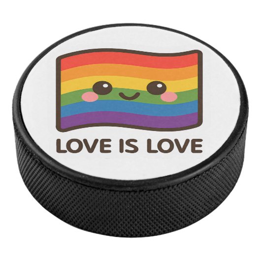 Liefde is liefde - Kawaii Rainbow Design Hockey Puck (3/4)