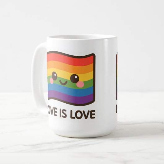 Liefde is liefde - Kawaii Rainbow Design Koffiemok (Voorkant links)