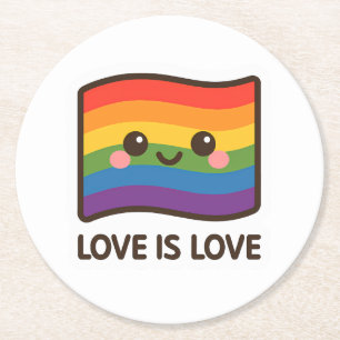 Liefde is liefde - Kawaii Rainbow Design Ronde Kartonnen Onderzetter