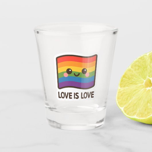 Liefde is liefde - Kawaii Rainbow Design Shot Glas (Voorkant)