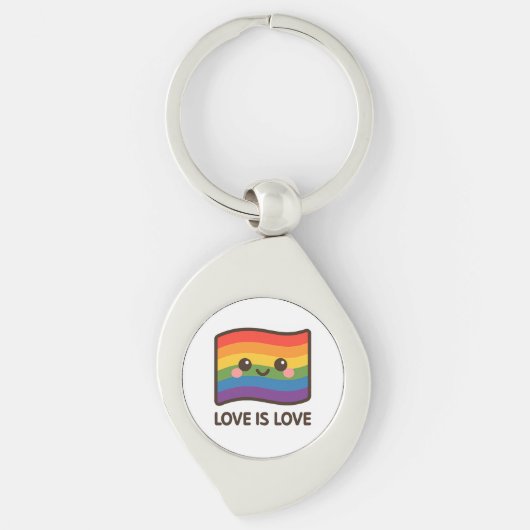 Liefde is liefde - Kawaii Rainbow Design Sleutelhanger (Voorkant)