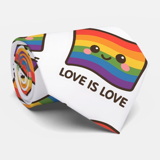 Liefde is liefde - Kawaii Rainbow Design Stropdas (Opgerold)