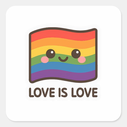 Liefde is liefde - Kawaii Rainbow Design Vierkante Sticker (Voorkant)