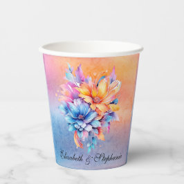 Liefde is Liefde Kleurrijke Bloemen Marmeren Bruil Papieren Bekers