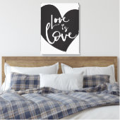 LIEFDE IS LIEFDE LBGT modern hart wit belettering Canvas Afdruk (Insitu (Slaapkamer))