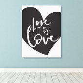 LIEFDE IS LIEFDE LBGT modern hart wit belettering Canvas Afdruk (Insitu (Houten vloer))