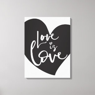 LIEFDE IS LIEFDE LBGT modern hart wit belettering Canvas Afdruk