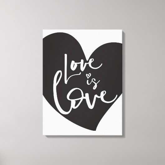 LIEFDE IS LIEFDE LBGT modern hart wit belettering Canvas Afdruk (Voorkant)