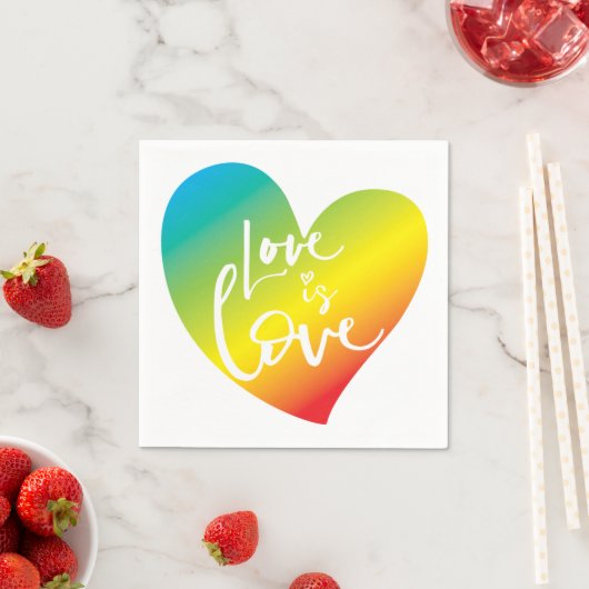 LIEFDE IS LIEFDE LBGT regenboog hart wit beletteri Servetten (Insitu)