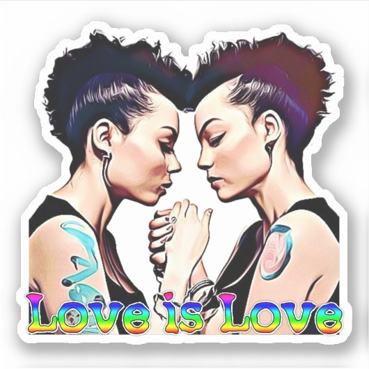 Liefde is Liefde Lesbische Trots Sticker (Voorkant)