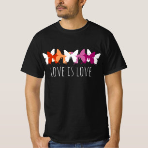 Liefde is liefde lesbische vlinder t-shirt
