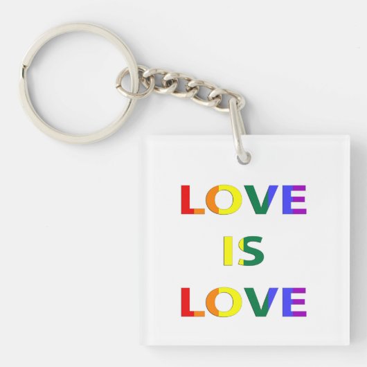 Liefde is liefde LGBT Pride Flag Typografie Sleutelhanger (voorkant)