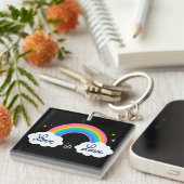 Liefde is liefde. LGBT+pride. RegenboogSleutelhang Sleutelhanger (Voorkant Rechts)